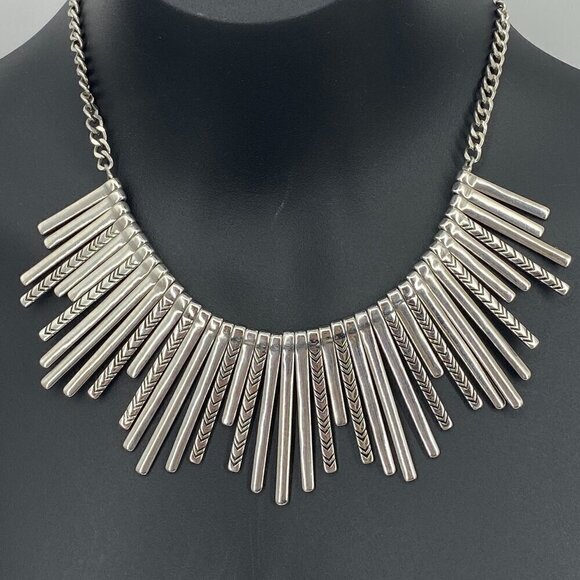 Park Lane Jewelry - Vintage Park Lane  Reversible Tribal Silver Tone Statement Bib Necklace